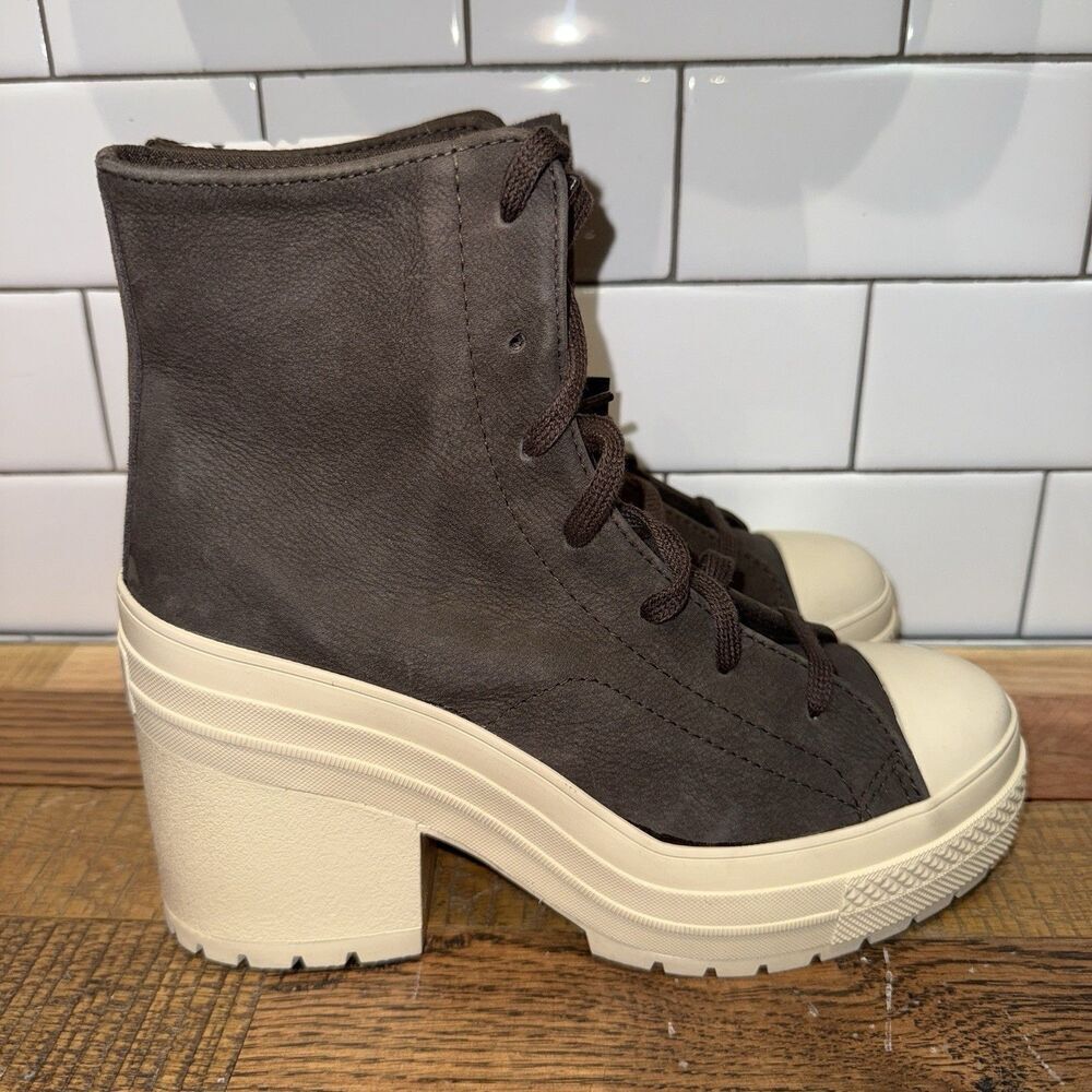 Converse Chuck 70 De Luxe Heel Hi Women's 6 Platform Boots Brown Suede A11542C - Picture 3 of 6